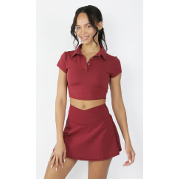 90Degree Lux Flex Short Sleeve Cropped Tennis Polo - Picture 2 of 14